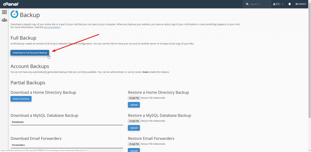 Create a cPanel Full Backup